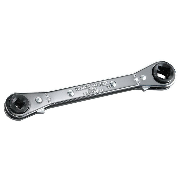 YELLOW JACKET 60613 Ratcheting Wrench, 3/8 x 5/16 in, 1/4 x 3/16 in Drive, 5-5/8 in OAL, Steel Head