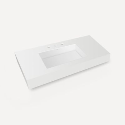 Robern Engineered Stone Top Integrated Basin Vanity Top, 48" x 6" x 23", Center Integrated Sink, Three Hole, For Skaarsgard