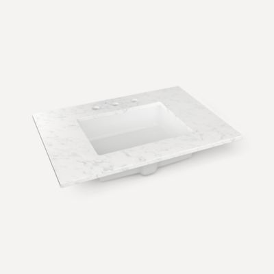 Robern Engineered Stone Top Quartz Stone Vanity Top, 31" x 3/4" x 22", Center Undercounter Sink, Three Hole