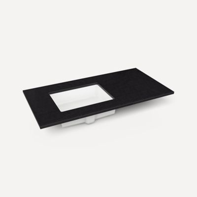 Robern Engineered Stone Top Quartz Stone Vanity Top, 43" x 3/4" x 22", Left Offset Undercounter Sink, Three Hole