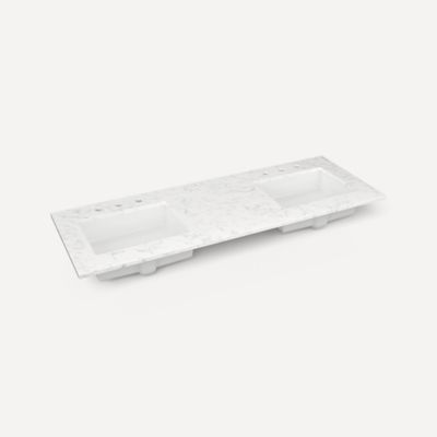 Robern Engineered Stone Top Quartz Stone Vanity Top, 61" x 3/4" x 22", Double Undercounter Sink, Three Hole