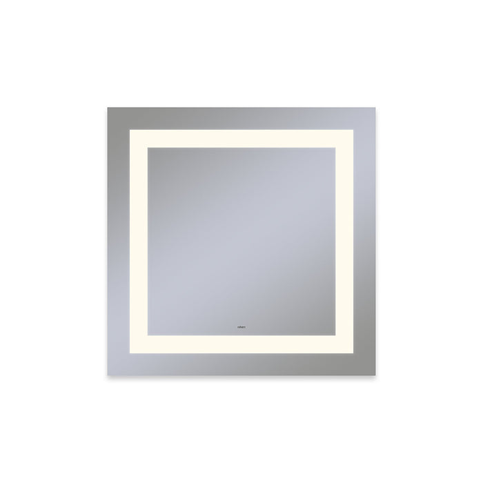 Vitality 30" x 30" x 1-3/4" rectangle lighted mirror with inset light pattern, 2700 kelvin temperature (warm light), dimmable and defogger
