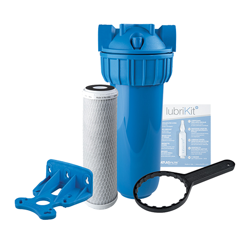 Atlas Filtri ZC111T618 2-1/2" x 10" - 3P Housing + 5 Micron Carbon Filter + Bracket & Wrench - 3/4" NPT