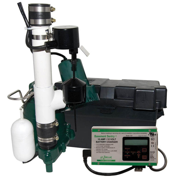 Zoeller 507-0005 Basement Sentry, Aquanot Key Battery Backup Sump Pump System, 115/12 VAC/VDC, 15/10 A, 11 gpm