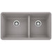 BLANCO 441130 Precis 1-3/4 Double Bowl Kitchen Sink - Metallic Gray