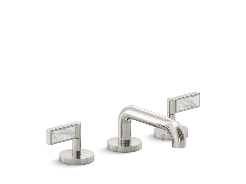 Kallista P24491-WC-GN One Decorative Sink Faucet, Low Spout, White Carrara Handles