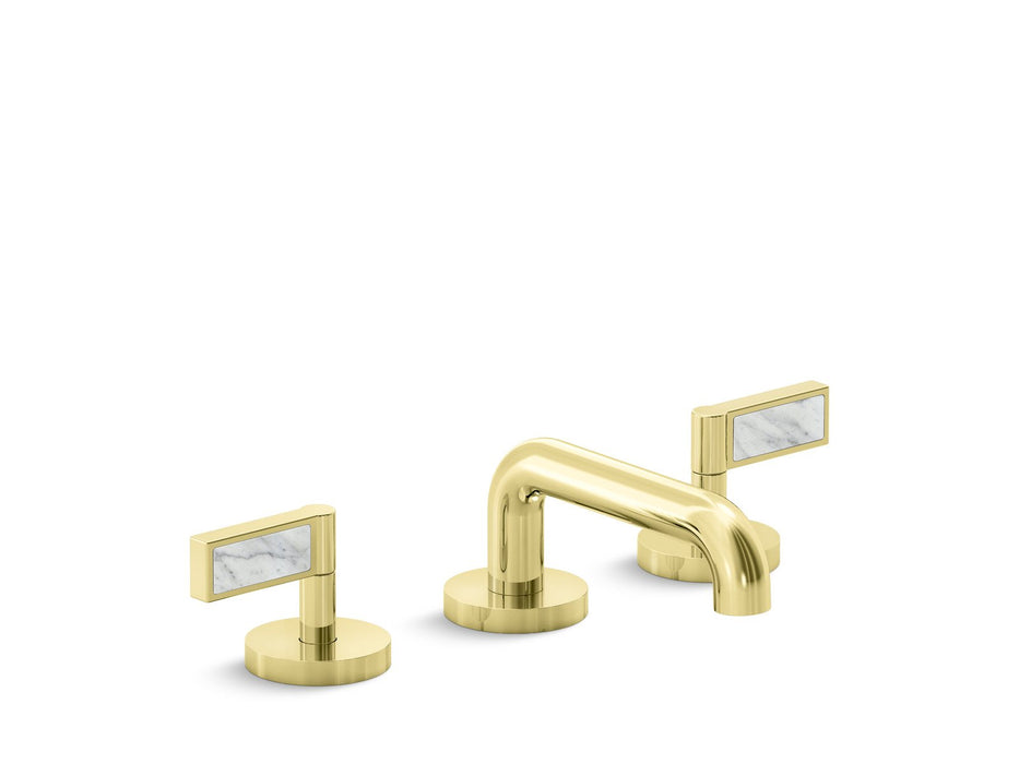 Kallista P24491-WC-GN One Decorative Sink Faucet, Low Spout, White Carrara Handles
