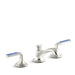 Kallista P25054-CBW-CP Script Sink Faucet, Low Spout, Celeste Blue Wave Enamel Lever Handles