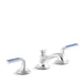 Kallista P25054-CBW-CP Script Sink Faucet, Low Spout, Celeste Blue Wave Enamel Lever Handles