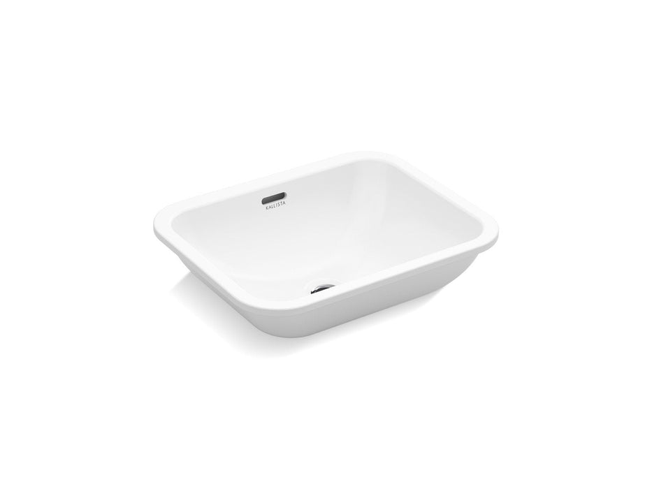 Kallista P74234-WO-0 Perfect Under-mount Sink, Soft Rectangle with Overflow, Glazed