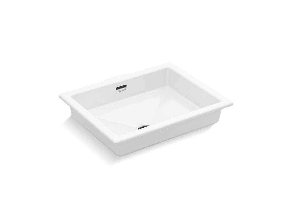 Kallista P74236-WO-0 Perfect Under-mount Sink, Centric Rectangle with Overflow, Glazed