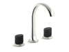 Kallista P25057-CMB-CP Script Sink Faucet, Arch Spout, Matte Black Porcelain Knob Handles