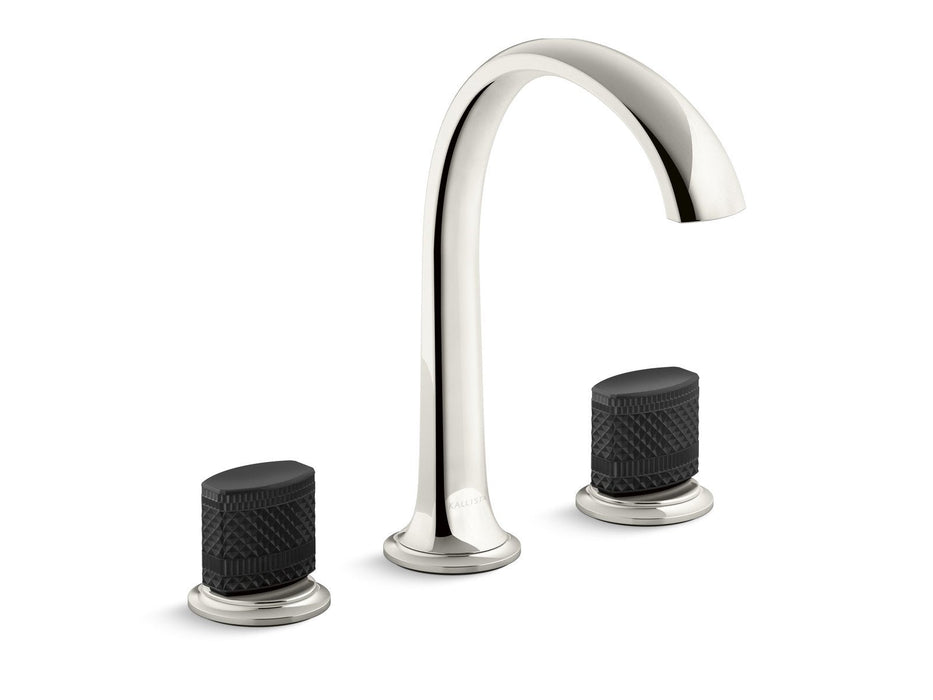 Kallista P25057-CMB-CP Script Sink Faucet, Arch Spout, Matte Black Porcelain Knob Handles