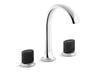 Kallista P25057-CMB-CP Script Sink Faucet, Arch Spout, Matte Black Porcelain Knob Handles