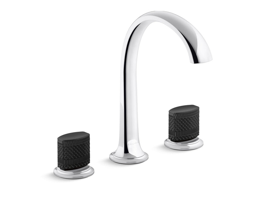Kallista P25057-CMB-CP Script Sink Faucet, Arch Spout, Matte Black Porcelain Knob Handles
