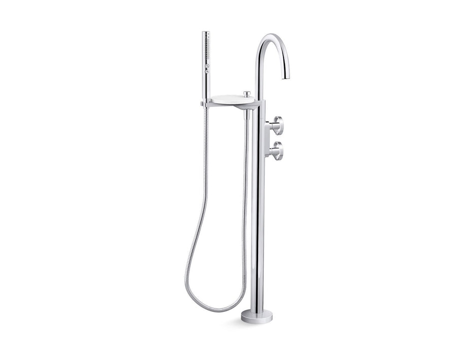 KOHLER K-T77984-9 Components Floor-mount bath filler trim with industrial handles and handshower