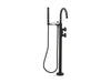 KOHLER K-T77984-9 Components Floor-mount bath filler trim with industrial handles and handshower