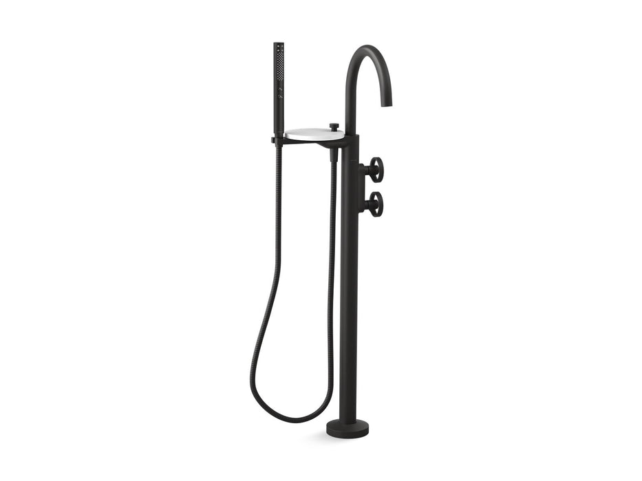 KOHLER K-T77984-9 Components Floor-mount bath filler trim with industrial handles and handshower
