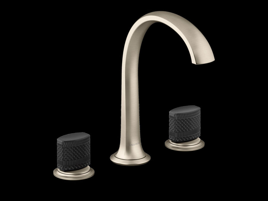 Kallista P25057-CMB-CP Script Sink Faucet, Arch Spout, Matte Black Porcelain Knob Handles