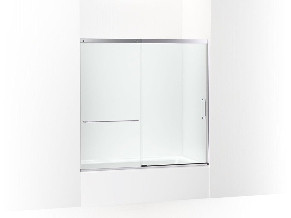 KOHLER K-707618-8L Elate Sliding bath door, 56-3/4" H x 56-1/4 - 59-5/8" W with heavy 5/16" thick Crystal Clear glass