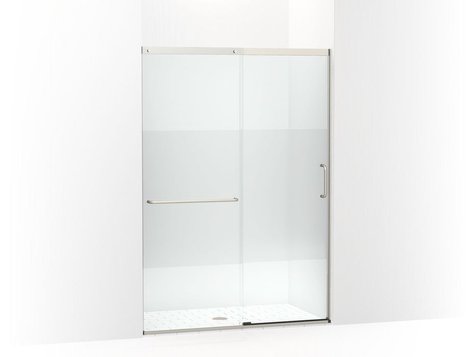 KOHLER K-707614-8G81 Elate Sliding shower door, 75-1/2" H x 50-1/4 - 53-5/8" W, with heavy 5/16" thick Crystal Clear glass with privacy band