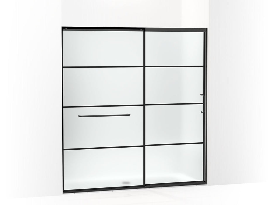 KOHLER K-707617-8G80 Elate Sliding shower door, 75-1/2" H x 68-1/4 - 71-5/8" W, with heavy 5/16" thick Frosted glass with rectangular grille pattern