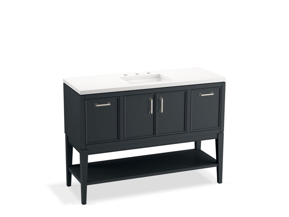 KOHLER K-33580-ASB Winnow 48" bathroom vanity cabinet with sink and quartz top