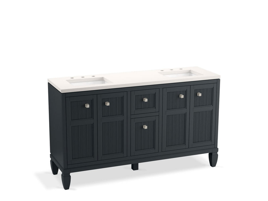 KOHLER K-33539-ASB Hearthaven 60" bathroom vanity cabinet with sinks and quartz top