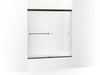 KOHLER K-707002-D3 Revel Sliding bath door, 62" H x 56-5/8 - 59-5/8" W, with 5/16" thick Frosted glass