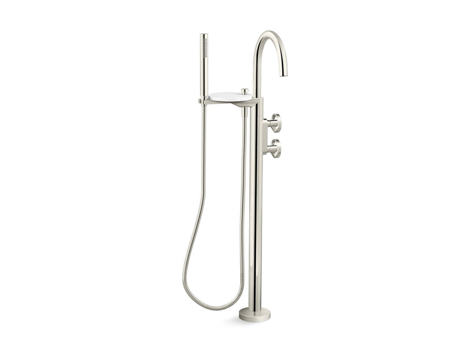 KOHLER K-T77984-9 Components Floor-mount bath filler trim with industrial handles and handshower