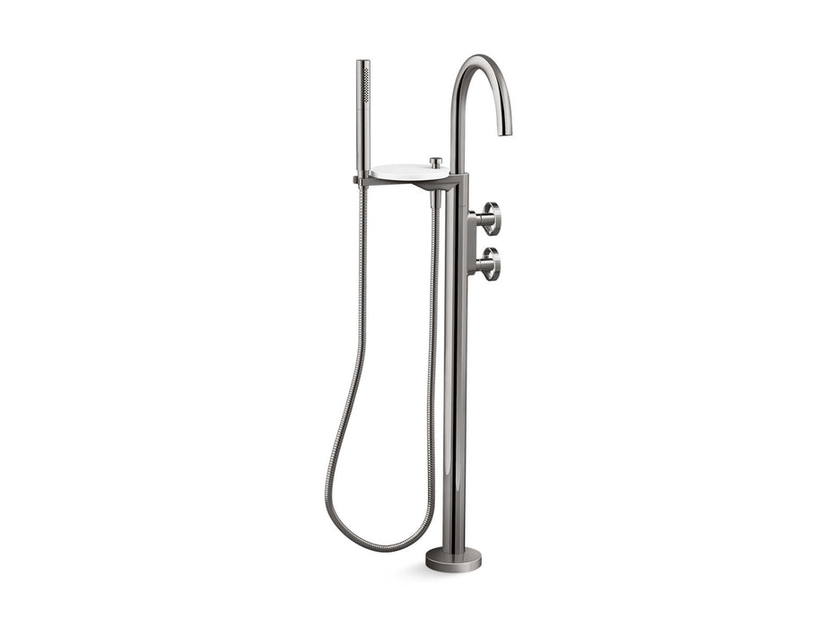 KOHLER K-T77984-9 Components Floor-mount bath filler trim with industrial handles and handshower