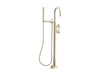 KOHLER K-T77984-9 Components Floor-mount bath filler trim with industrial handles and handshower