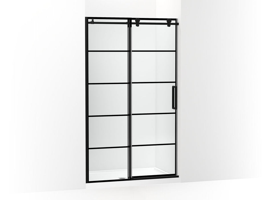 KOHLER K-701695-G79 Composed Sliding shower door, 78" H x 44-1/8 - 47-7/8" W, with 3/8" thick Crystal Clear glass with rectangular grille pattern