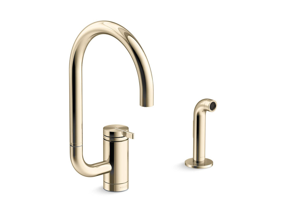 KOHLER K-28272 Components Single-handle kitchen sink faucet with two-function extended-reach spout and side sprayer
