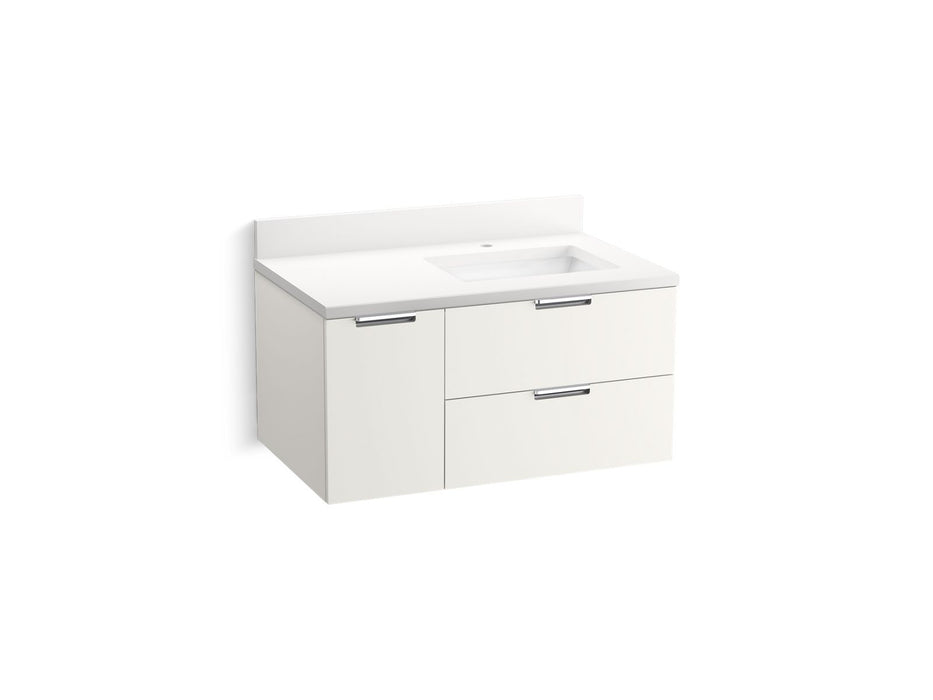 KOHLER Maxstow™ 36" wall-hung bathroom vanity cabinet with sink and quartz top