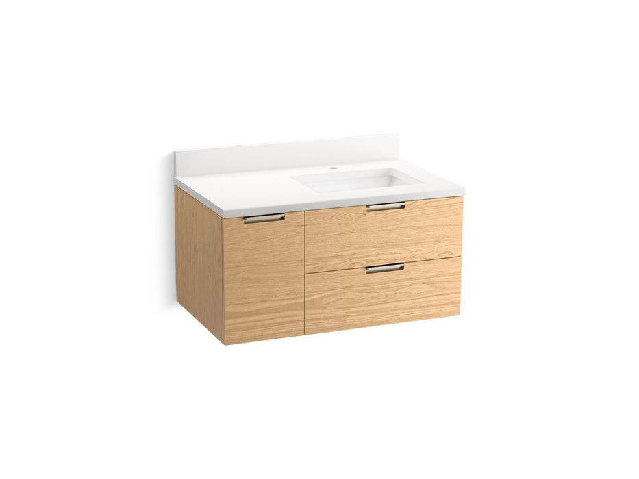 KOHLER Maxstow™ 36" wall-hung bathroom vanity cabinet with sink and quartz top