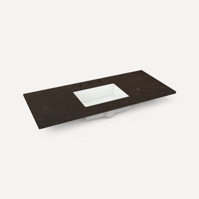 Robern Engineered Stone Top Quartz Stone Vanity Top, 48" x 1-1/8" x 23", Center Undercounter Sink, Three Hole, For Sendai, Bergman, Mackey and Chestnut Hill