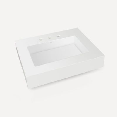 Robern Engineered Stone Top Integrated Basin Vanity Top, 30" x 6" x 23", Center Integrated Sink, Three Hole, For Skaarsgard