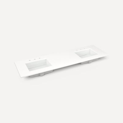 Robern Engineered Stone Top Quartz Stone Vanity Top, 72" x 1-1/8" x 23", Double Undercounter Sink, Three Hole, For Wyndale