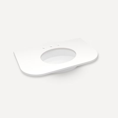 Robern Engineered Stone Top Quartz Stone Vanity Top, 36" x 1-1/8" x 23", Center Undercounter Sink, Three Hole, For Rosebrook