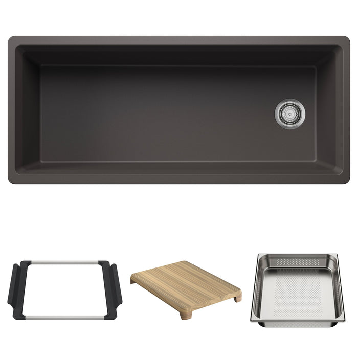 BLANCO Inteos SILGRANIT 45" Single Bowl Reversible Undermount Workstation Kitchen Sink - Cinder