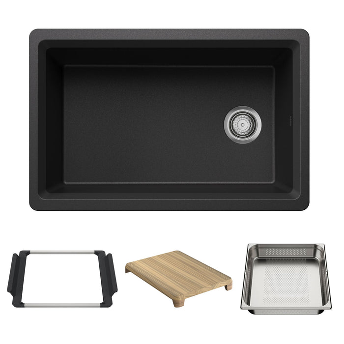 BLANCO Inteos SILGRANIT 30" Single Bowl Reversible Undermount Workstation Kitchen Sink - Anthracite