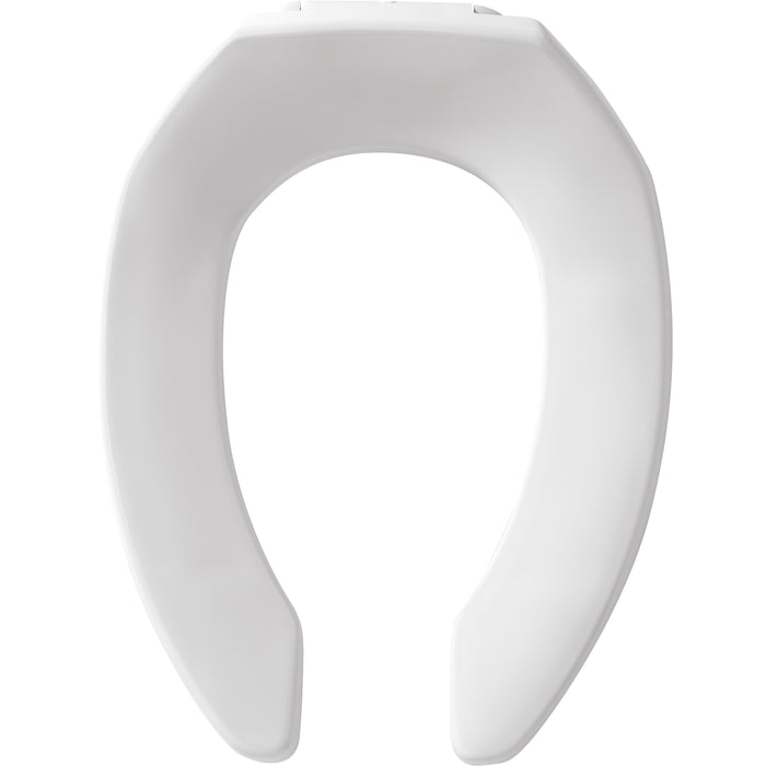 Bemis 10CT Olsonite Elongated Open Front Less Cover Commercial Plastic Toilet Seat in White Featuring Stay·Tite® Commercial Fastening System™ with Check Hinges - White