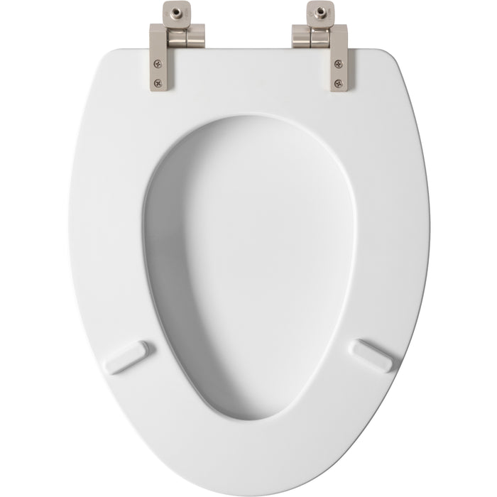 Bemis 126NISLA Mayfair by Bemis Benton® Elongated Enameled Wood White Featuring Stay·Tite® Seat Fastening System™ and Whisper·Close® with Metal Brushed Nickel Hinges - White