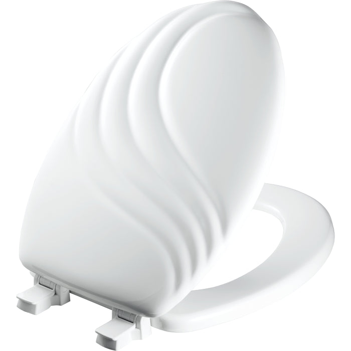 Bemis 127ECA Mayfair by Bemis Swirl™ Elongated Enameled Wood Swirl Design Toilet Seat in White with Stay·Tite® Seat Fastening System™ and Easy·Clean® - White