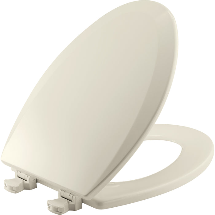 Bemis 1500EC Elongated Enameled Wood Closed Front with Cover Featuring Easy·Clean® Hinges - Biscuit