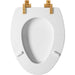 Bemis 1826BGSL Mayfair by Bemis Benton® Elongated Enameled Wood Toilet Seat in White with Brushed Gold Hinges Featuring Stay·Tite® Seat Fastening System™ and Whisper·Close® - White