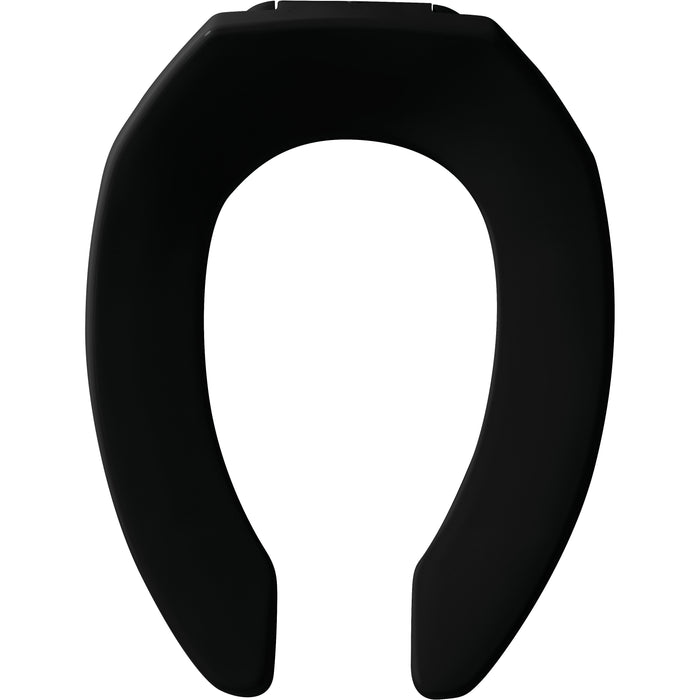 Bemis 1955CT Elongated Open Front Less Cover Commercial Plastic Toilet Seat Featuring Stay·Tite® Commercial Fastening System™ Check Hinge - Black