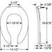 Bemis 1955CT Elongated Open Front Less Cover Commercial Plastic Toilet Seat Featuring Stay·Tite® Commercial Fastening System™ Check Hinge - Dimensions