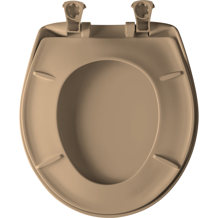 Bemis 200SLOWT Classic Colors® Round Plastic Toilet Seat Featuring Stay·Tite® Seat Fastening System™, Whisper·Close®, and Easy·Clean® - Sand